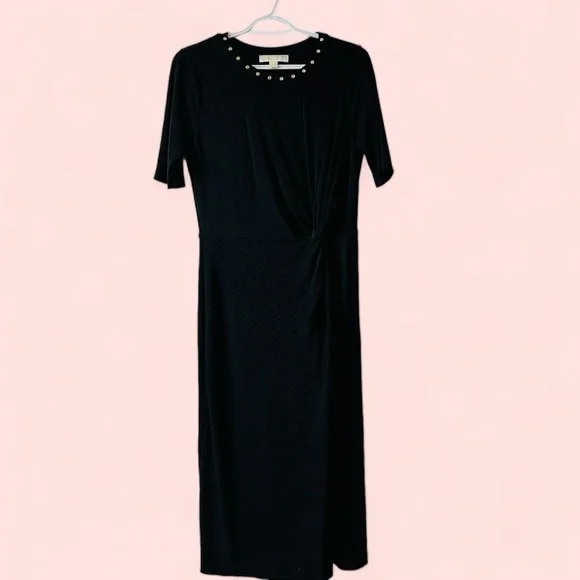 Michael Kors Womens Black Ruched Faux Wrap Dress Size M Semi Formal Classic Michael Kors Womens Black Ruched Faux Wrap Dress Size M Semi Formal Classic